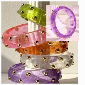 FREE PEOPLE Purple Studded Resin Bangle Bracelet | NWOT